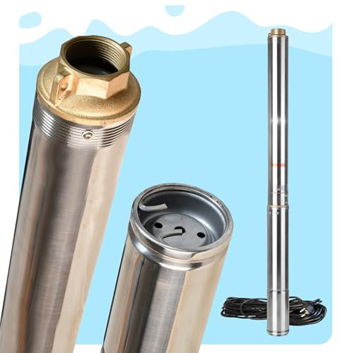 Tiefbrunnenpumpe Wasserpumpe 3 2/17 (550W 4200l/h max Förderhöhe 67m) - Sandverträglich Edelstahl - Tauchpumpe Tauchbrunnenpumpe für Brunnen - Brunnenpumpe Ideal zur Bewässerung, Wasser-Versorgung
