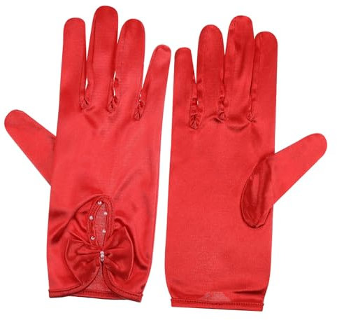 BESTYASH 1paar Elegante Hochzeits-handschuhe Aus Satin Lange Dehnbare Damen-handschuhe Für Teepartys Kostüme Und Abendveranstaltungen Rote Stilvolle Accessoires Für Besondere Anlässe