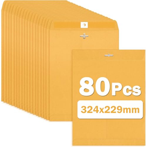 Wonninek Versandtaschen DIN C4 (80 Stück) | 229x324 mm | 105g/m² Kraftpapier | Selbstklebend für A4-Dokumente ohne Falten | Großbrief-Umschläge für Büro & Geschäftspost