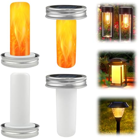 Solar Lights Replacement Top - 4PCS Diameter Solar Flame Light Outdoor Garden Replacement 3 inch Mason Jar Panel for Outdoor Hanging Lanterns DIY Table Lights Garden Patio Halloween Decoration