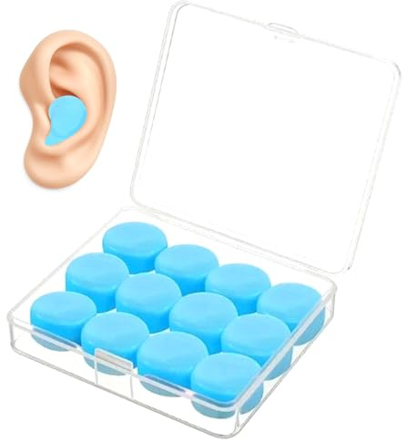 6 Pairs Silicone Ear Plugs for Sleeping,Waterproof Swimming Earplugs Adults,Reusable Moldable Noise Cancelling Soft Earplugs,for Swimming,Snoring,Sleep,Studying,Surfing, Diving,Showers(Blue)