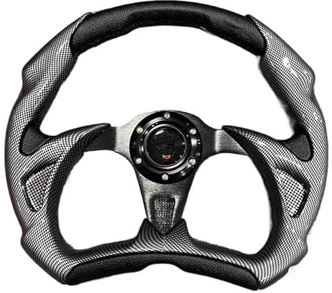LUOKEKE Sportlenkrad 350 mm Autoteile Universal-Lenkrad aus Kohlefaser, schwarzer Stil, 6-Loch-Racing-Drift-Lenkrad und Hupe Holzlenkrad
