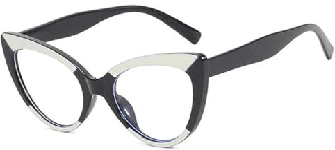 Damen-Brillengestell mit zweifarbigem Rahmen, klares Licht, für Damen, Schwarz/Weiß