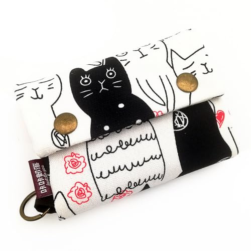 Gosyfeti Chat Mignon Petit Portefeuille de, animé Tissu Triple Dames Monnaie Changer Porte-Cartes de Sac à Main pour Adolescentes Filles sœur féminine Unisexe Adulte