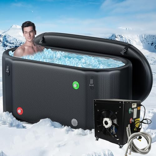 170CM Cold Plunge Tub with 0.8HP Water Chiller, Inflatable Ice Bath Tub for Athletes, Cold Bath Tub for Cold Water Therapy Recovery, Large Ice Baths for Outdoor or Indoor Use