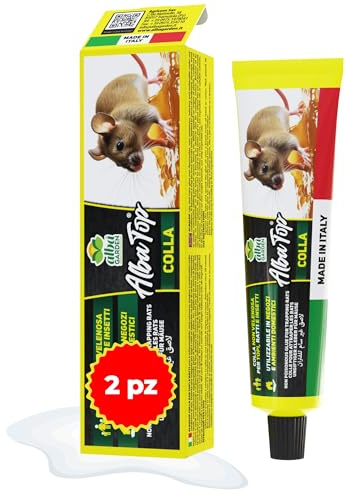 Albagarden – Colla per Topi Extra Forte, Atossica e Inodore - Colla topicida per Trappola Adesiva per Roditori, Scarafaggi e Insetti Striscianti - Senza Veleno - 135 gr (2 Pezzi)
