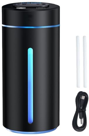 Difusor humidificador de coche, difusores inteligentes de aromaterapia de dos boquillas, mini máquina de aire de inalámbrico, difusor de atomización automática humidificador con luz nocturna