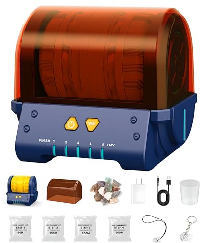 Rock Tumbler, Hobby Rock Tumbler Kit avec Gobelet Durable À L'épreuve des Fuites, Mode Chronométré, Interface USB pour Les Garçons Et Les Filles de Plus de 8 Ans Développant Une Concentration Et des