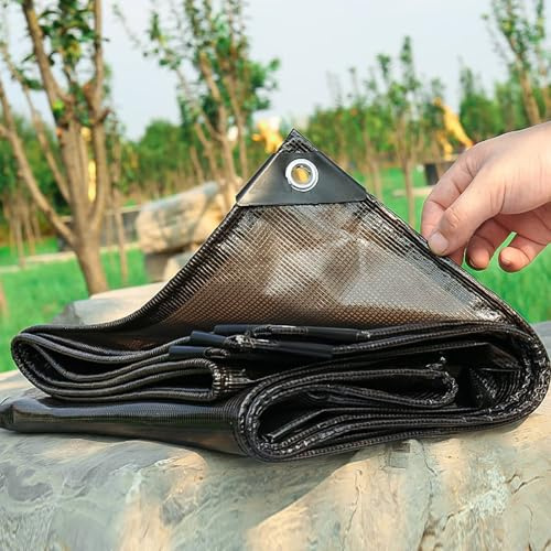 PIPRE 1.8m x 2.4m Tarpaulin - Heavy-Duty Waterproof 200 GSM Reinforced black Tarp Sheet with Mesh Support, Rubber Strengthened Corners - UV‑Resistant Cover for Garden, Greenhouse