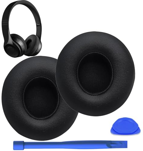 Replacement Ear Pads for beats solo 2/3 Wireless/Wired Headphone, Memory Foam Ear Cushion Pads，Noise Isolation Foam Durable Leather (Black)