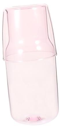 Gatuida Jarra de Agua de Vidrio Borosilicato Alta Capacidad para Bebidas Frías Accesorio de Hogar para Dormitorio y Escritorio con Vaso Rosa Seguro y Duradero