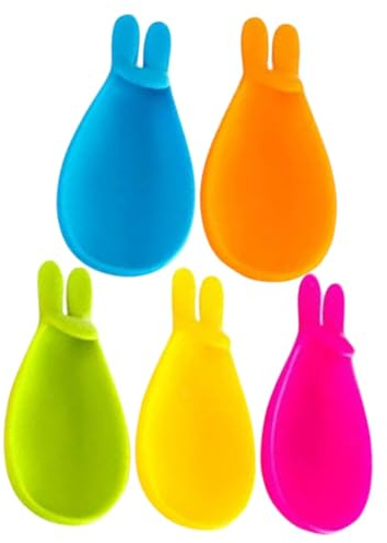 DOITOOL 5 piezas Soporte Bolsitas de Té de Silicona con Forma de Conejo Clip Flexible y Reutilizable Decoración para Tazas Reuniones y Hogar