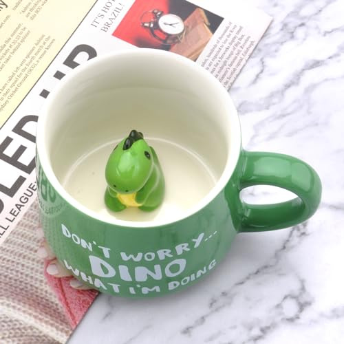 3D Dino Tier Tasse Dinosaurier Tasse 350ML 3D Keramik Kaffeetasse Teetassen Tier Kaffee Nette Dinosaurier Geschenke für Freunde Kinder Dino