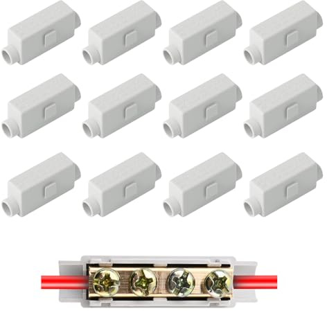 12 Pcs Splice Brass Terminal Block, 100A 1000V High Power Wire Cable Connector 2.5-16mm² Wire Universal with Double Screws and Flame Retardant Shell for Switch Wiring
