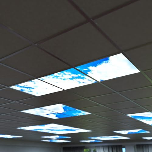 Simple Lighting® Sky Effect LED Panel Light, 600x600mm, 40W, 2000 Lumens, 6000K, Blue Sky Diffuser, Office Ceiling Tile, Backlit