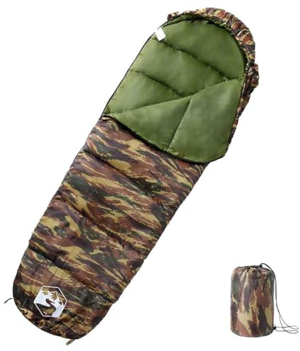 Ziaphsol mumie-sovsäck för vuxna, camping sovsäck 3 årstider, 190T polyester, 194 x 68 cm, 970 g, kamouflage för vandring, vandring, utomhus, tält, resor, lätt förpackningsstorlek