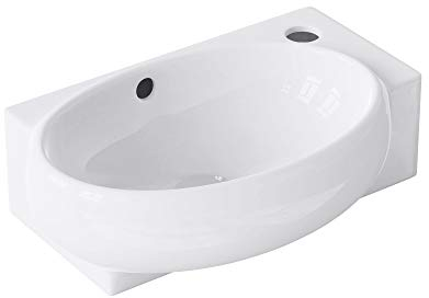 doporro Waschbecken Gäste-WC Aufsatzwaschbecken Hängewaschbecken für Gäste-WC 42x28x15cm Keramik Waschbecken Handwaschbecken in weiß Brüssel001R