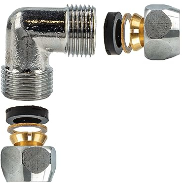 Angolo di raccordo a compressione per tubo Ø 10 mm CU – Ottone Cromato
