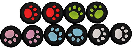 Timorn Skyddande kattens tass stil silikonskydd kontroll joystick tumpinne grepp keps för PS4 PS3 PS2 Xbox One/360 spelkontroll (5 par)
