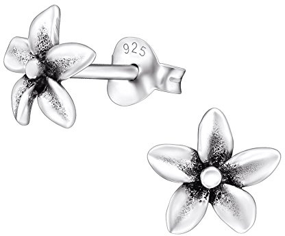 Laimons Orecchini a pressione da donna gioielli da donna Fiore orchidea ossidato Argento Sterling 925
