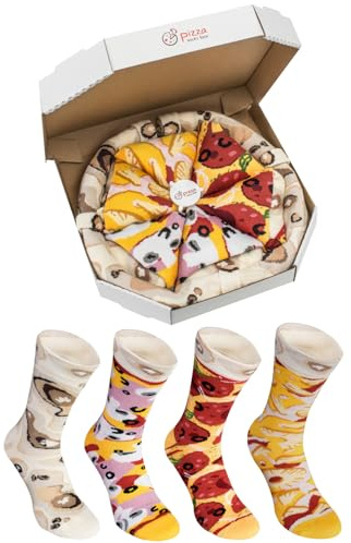 Rainbow Socks - Lot de 4 paires de chaussettes à pizza hawaïennes pour homme et femme