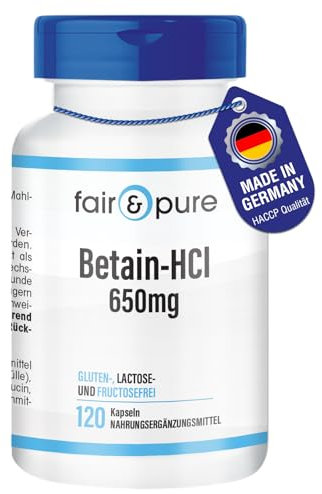 Fair & Pure® - Betain Kapseln 650mg - 120 Kapseln - Betain-HCI/Betainhydrochlorid - vegan - ohne Magnesiumstearat
