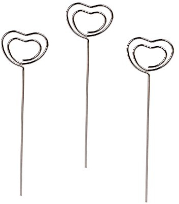 AONER 30 Stück Metall Fotohalter Herz Kartenhalter Platzkartenhalter Tischnummernhalter Tischkartenhalter Namenskarten Halter Memohalter Memo Clip Halter Hochzeit Silbrig