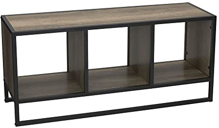 Household Essentials Ashwood & Iron Cube TV Console with Rustic Grain