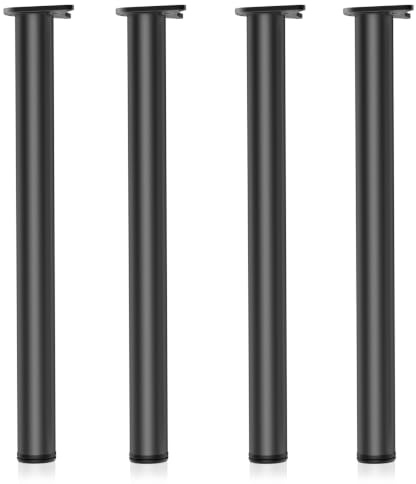 Wiltec Edelstahl Tischbein Set, schwarz, 4 Möbelfüße Ø 60 mm und mit Verstellbarer Länge 820-850 mm, bis 200 kg Tragkraft