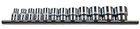 US Pro 1391 Jeu de 12 douilles courtes 12 pans à carré 3/8 - Tailles en pouces de 1/4 à 7/8