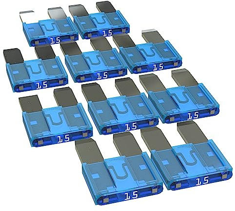 AUPROTEC Mini-Flachstecksicherung 15A Ampere türkis, 10 Stück | Einzelverbraucher-Absicherung, 32 V/DC, Fahrzeug-Elektrik, ISO 8820-25