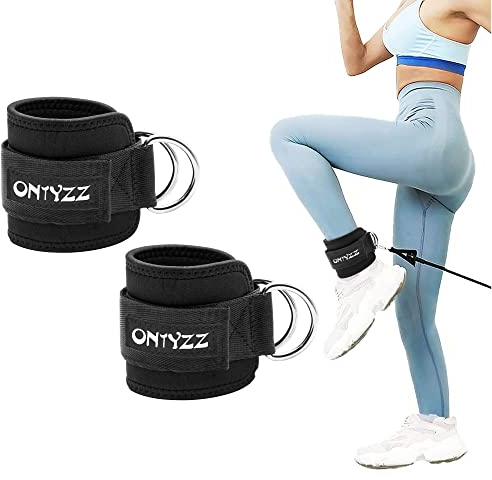 Knöchelmanschette Gym Strap Einstellbar Knöchelgewichte Frauen Männer Knöchelriemen Fitness mit D-Ring-Manschette Riemenmanschette für Cable Machine 2 Stück/Schwarz