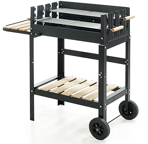 VERDELOOK Barbecue in Acciaio a Carrello Larghezza 90 cm, Ideale Come griglia da Esterno