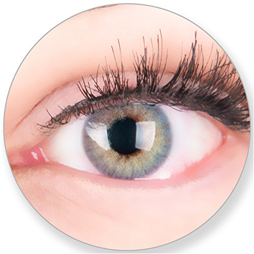 Glamlens Kontaktlinsen farbig blau ohne Stärke - mit Kontaktlinsenbehälter. Sehr stark deckende natürliche blaue farbige Monatslinsen Meeresblau 1 Paar weich Silikon Hydrogel 0.0 Dioptrien