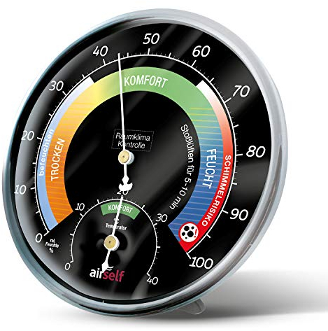 Thermo-Hygrometer analog – Raumthermometer und Feuchtigkeitsmesser – Raumklimakontrolle anhand bunter Zonen