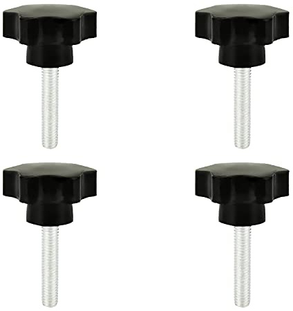 MroMax 4 tornillos de repuesto M10 x 45 mm para mango de estrella, tornillo de apriete, desmontaje rápido, piezas de repuesto de mango de sujeción, perilla de tornillo negro
