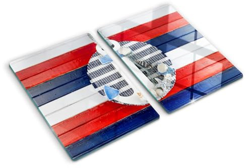 Glasschneidebrett 2x40x52 cm Hitzebeständig Gehärtetes Glas Rutschfest Silikonfüße Plastikfrei Lebensmittelecht 2 Stück Glasplatte Antibakteriell Dekorativ für die Küche - Anker