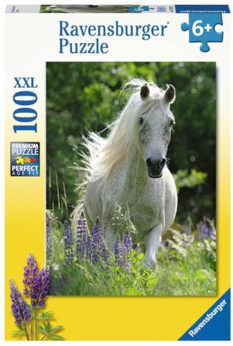 Ravensburger 12927-100 bitar XXL Barnpussel från 6 år - perfekt ålderspassning - Häst med blommor - en rolig aktivitet för familjen och barnen