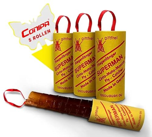 Conipa - Repelente contra Moscas, Mosquitos, Moscas de la Fruta, etc. Incluye Pizarra Amarilla (5 Rollos + 1 Adhesivo Amarillo)