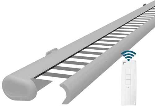 Eclipse Vollkassettenmarkise weiß elektrisch 4,5x3,0m Tuch: Grau-Weiß | Markise Balkon Garten Terrassenüberdachung Sonnenschutz Polyacryltuch UV-Schutz 50+ Smarthome-fähiger Dooya Motor