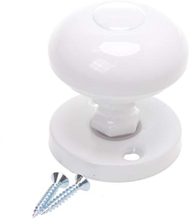 Pomello per porta su rosetta rotonda (bianco)