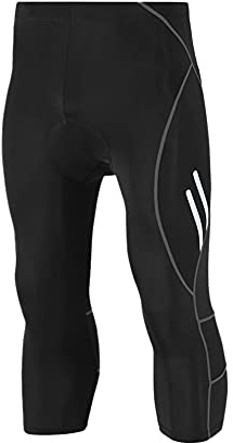 Herren 3/4 Radhose,Sports Fahrradhose Reflektierende Kompression Radlerhose Männer Tights Radsport Hose Elastische Atmungsaktive Leggings Sporthose mit 3D Schwamm Gelpolster für Outdoor Radfahren