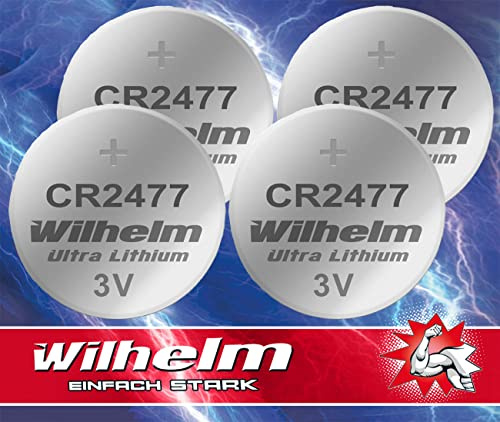 Wilhelm CR2477 litium knappceller 3 V 1 070 mAh ø24 x 7,7 mm – 4 stycken