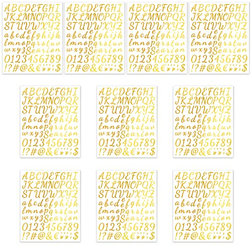 Rolin Roly 10PCS Buchstaben Aufkleber Glitzern Gold Selbstklebende Vinyl Aufkleber Alphabet Nummer Aufkleber Zahlen Letters Stickers für Postkasten Schilder Fenster Haus