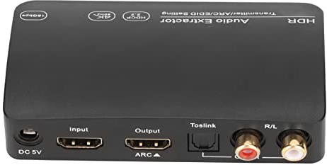 Annadue HDR HDMI Audio Extractor, 4K HD HDMI Audio Extractor Bluetooth Transmitter forTV PC, Supports HDMI 2.0 Optical/L R Output, ARC/TVC/ADV 3 Sound Modes