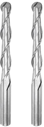 sourcing map 2Stk. Kugelnase Schaftfräser Schnellstahl 2 Flöten Spiral Upcut CNC Fräser für Bohren 6mm Dmr. 42mm Schneiden 6mm Schaft