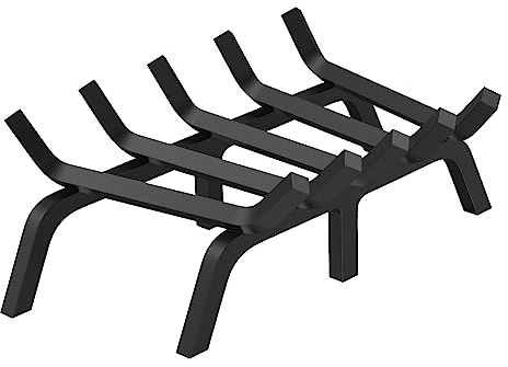 VEVOR 24 inch Heavy Duty Grate with 6 Support Legs, 3/4’’ Solid Powder-Coated Steel Bars, Log Firewood Burning Rack Holder for Indoor and Outdoor Fireplace, Black