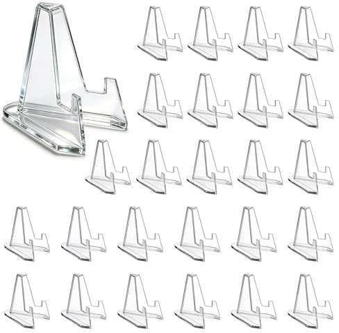 GYSRXS 26 Pezzi Porta Piatti da Esposizione Cavalletto Acrilico Supporto Trasparente Espositore Monete per Medaglie,Monete,Tele,Carte,Minerali,Piatti Decorativi