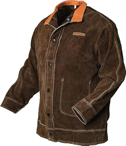 YESWELDER Chaqueta de Soldador de Cuero Ignífuga Unisex