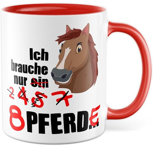 Tasse Pferd Geschenk Ich brauche nur ein Pferd…, Kaffeetasse Pferd Mädchen Frauen Geburtstag Weihnachten, Geschenkidee Pony Humor Witz Kaffee-Becher